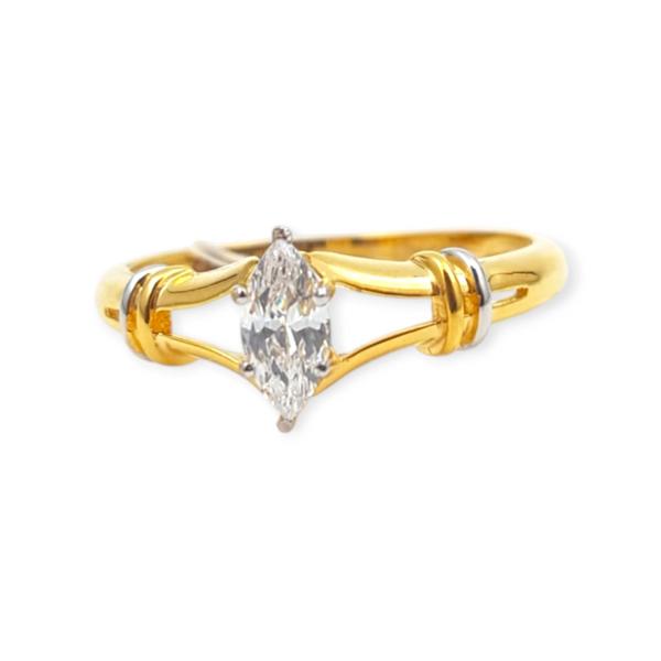 Ladies Gold Ring with Plain Design with Beautiful Stone